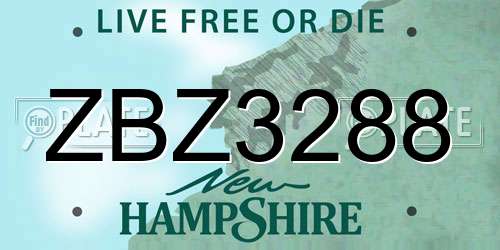 ZBZ3288 New Hampshire License Plate