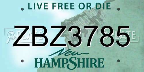 ZBZ3785 New Hampshire License Plate