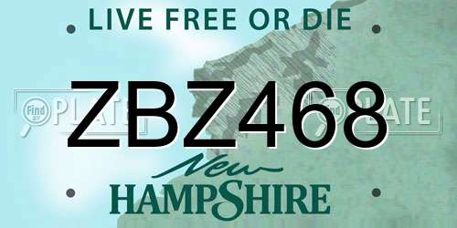 ZBZ468 New Hampshire License Plate
