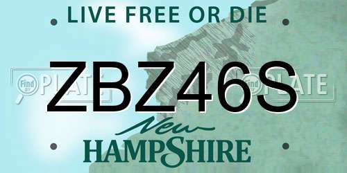 ZBZ46S New Hampshire License Plate