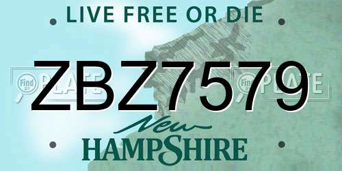 ZBZ7579 New Hampshire License Plate