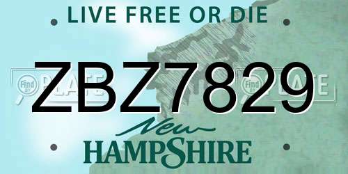 ZBZ7829 New Hampshire License Plate