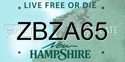 ZBZA65 New Hampshire License Plate