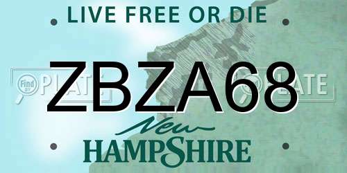 ZBZA68 New Hampshire License Plate