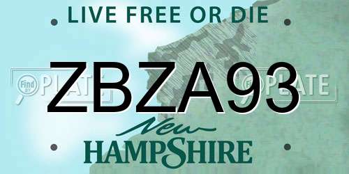 ZBZA93 New Hampshire License Plate