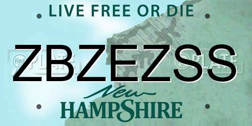 ZBZEZSS New Hampshire License Plate