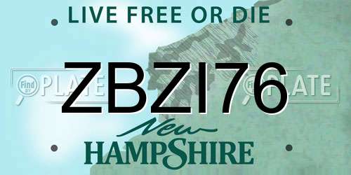 ZBZI76 New Hampshire License Plate