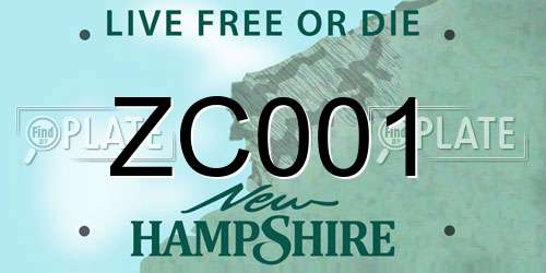 ZC001 New Hampshire License Plate