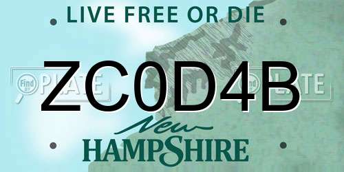 ZC0D4B New Hampshire License Plate