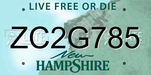 ZC2G785 New Hampshire License Plate