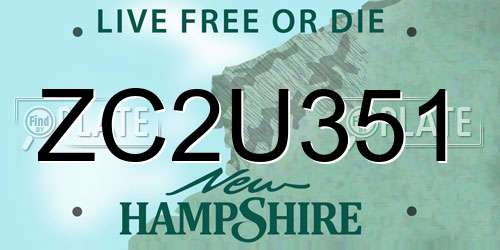 ZC2U351 New Hampshire License Plate