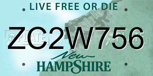 ZC2W756 New Hampshire License Plate
