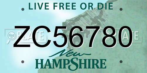 ZC56780 New Hampshire License Plate