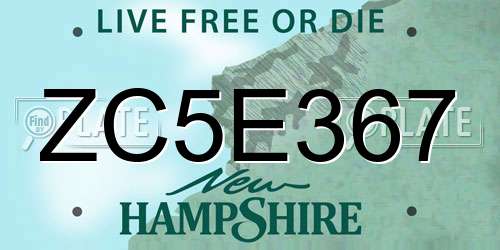 ZC5E367 New Hampshire License Plate