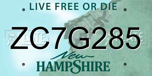 ZC7G285 New Hampshire License Plate