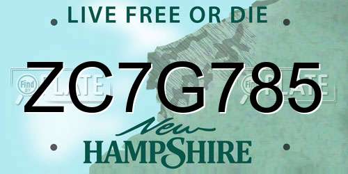 ZC7G785 New Hampshire License Plate