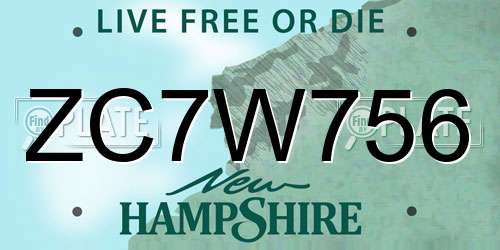 ZC7W756 New Hampshire License Plate