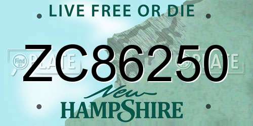 ZC86250 New Hampshire License Plate