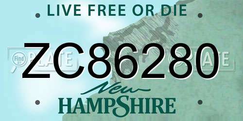 ZC86280 New Hampshire License Plate