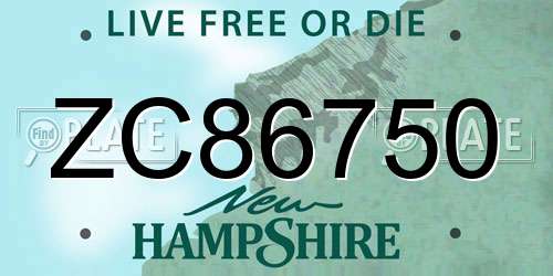 ZC86750 New Hampshire License Plate