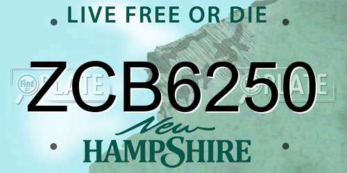 ZCB6250 New Hampshire License Plate