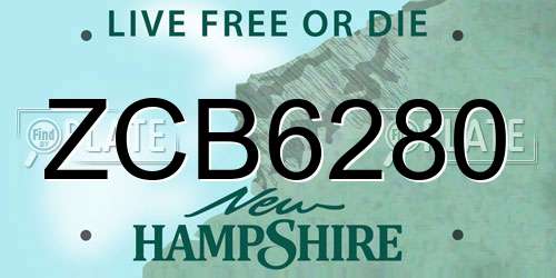 ZCB6280 New Hampshire License Plate