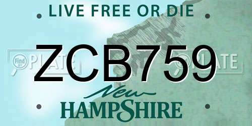 ZCB759 New Hampshire License Plate