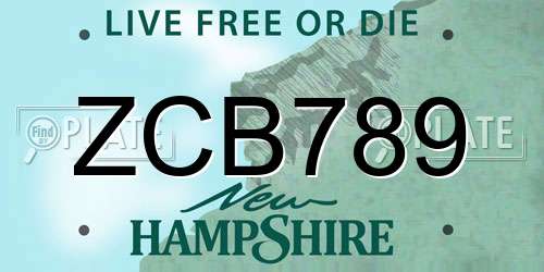 ZCB789 New Hampshire License Plate
