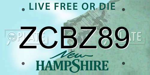 ZCBZ89 New Hampshire License Plate