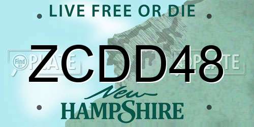 ZCDD48 New Hampshire License Plate