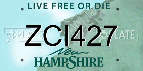 ZCI427 New Hampshire License Plate