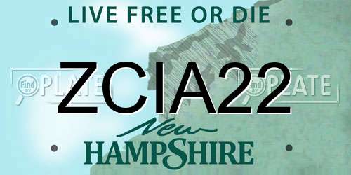 ZCIA22 New Hampshire License Plate