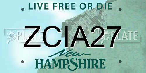 ZCIA27 New Hampshire License Plate