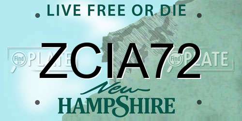 ZCIA72 New Hampshire License Plate
