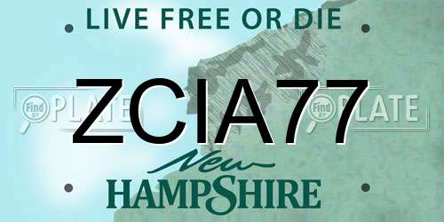 ZCIA77 New Hampshire License Plate