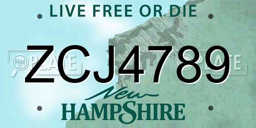 ZCJ4789 New Hampshire License Plate