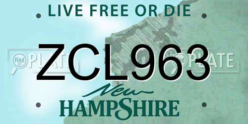 ZCL963 New Hampshire License Plate