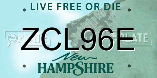 ZCL96E New Hampshire License Plate