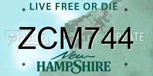 ZCM744 New Hampshire License Plate