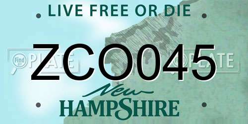 ZCO045 New Hampshire License Plate