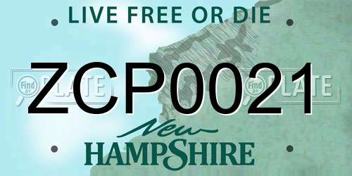 ZCP0021 New Hampshire License Plate