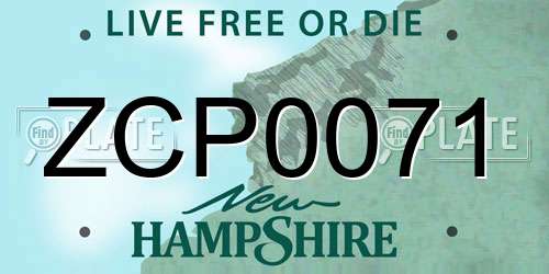 ZCP0071 New Hampshire License Plate