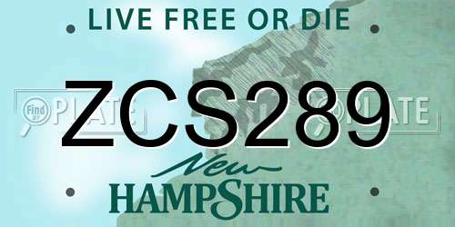 ZCS289 New Hampshire License Plate