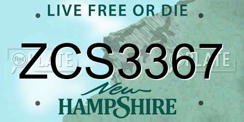ZCS3367 New Hampshire License Plate