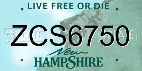 ZCS6750 New Hampshire License Plate