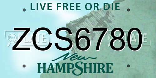 ZCS6780 New Hampshire License Plate