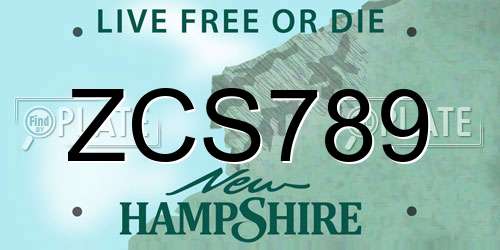 ZCS789 New Hampshire License Plate