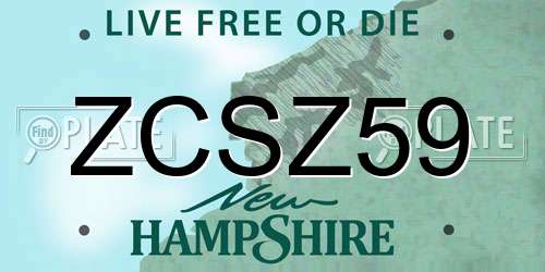 ZCSZ59 New Hampshire License Plate