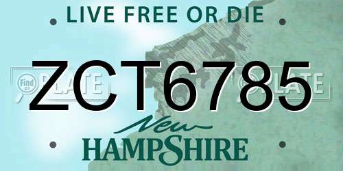 ZCT6785 New Hampshire License Plate