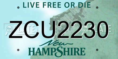 ZCU2230 New Hampshire License Plate